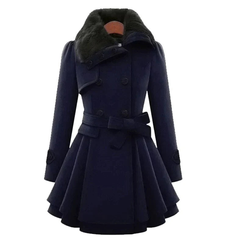 Stijlvolle Dames Trenchcoat met Vegan Bont – Perfect voor de Winter