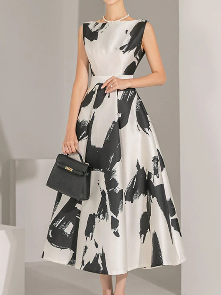 Chique Nacht Zomerse Midi Print Jurk
