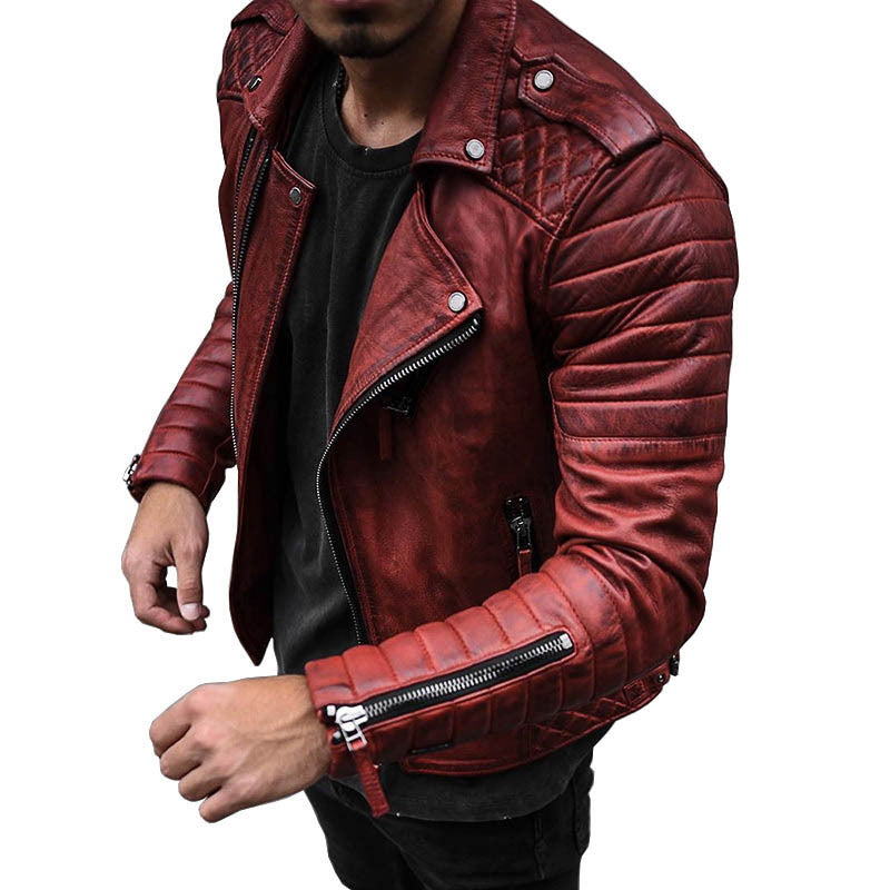 Leren Bikerjack Heren Gevoerd met Sherpa Bont