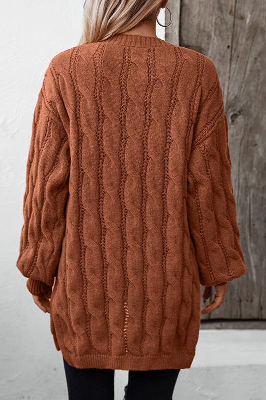 Kabelgebreide Cardigan Warme Acryl Trui Elegante Stijl