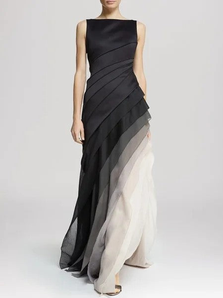 Elegante Jurk met Gelaagde Ombre Effect - Mode Vibes