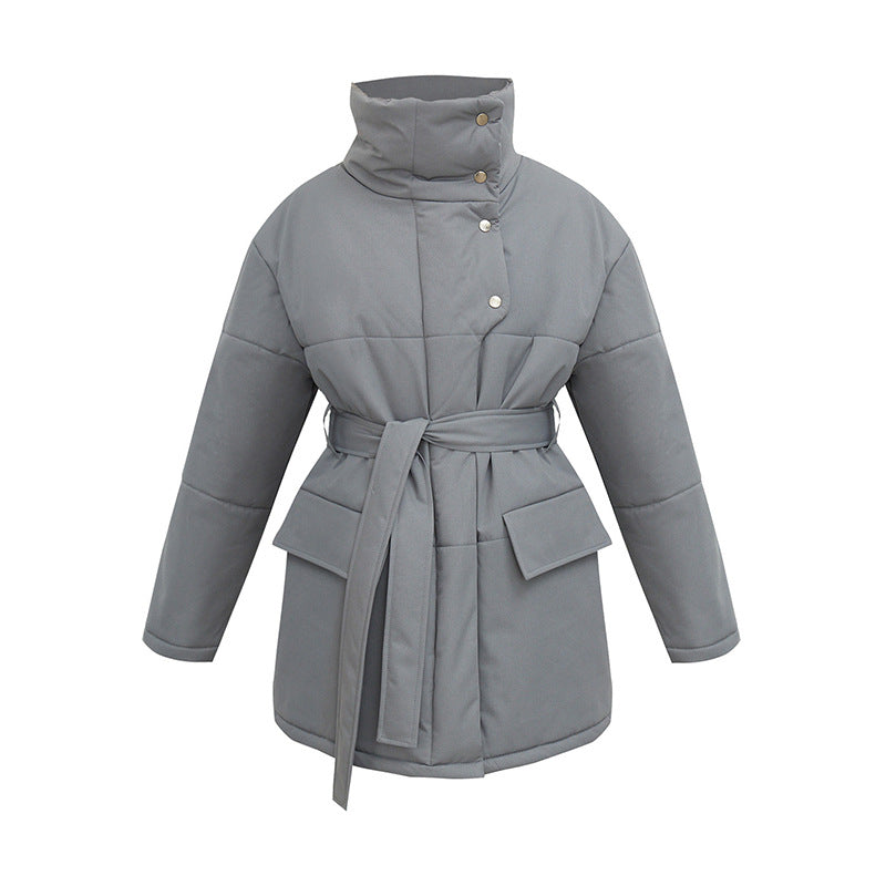 Elegante Gewatteerde Jas met Tailleband voor Vrouw