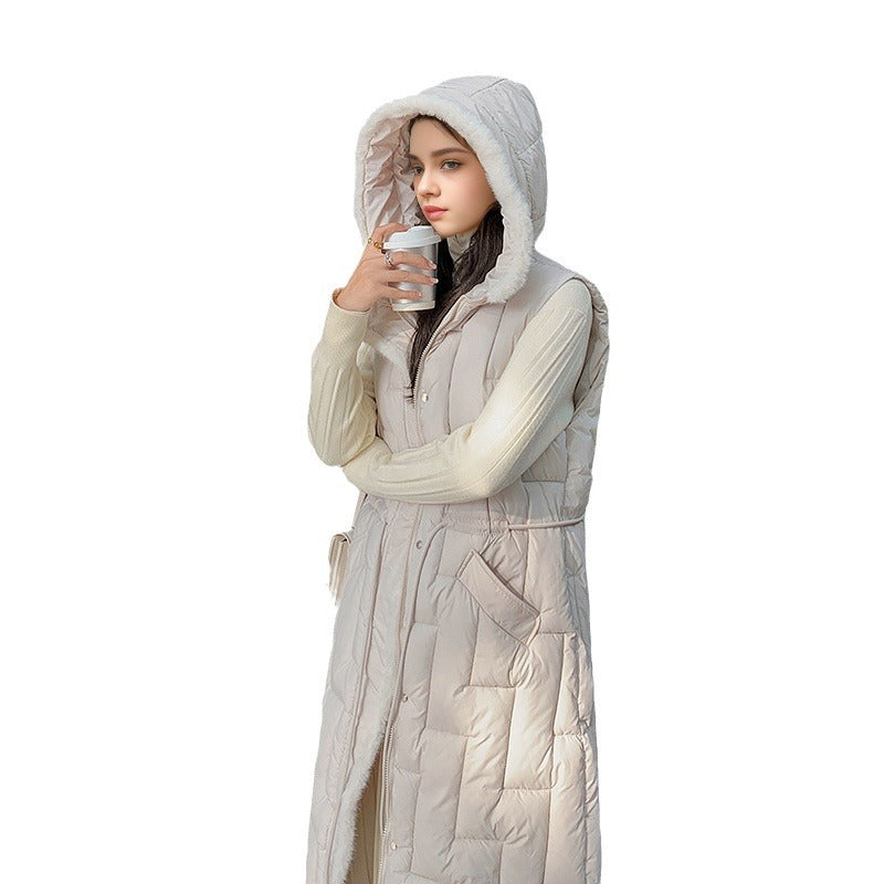 Lange Gewatteerde Vest Polyester Warm en Stijlvol