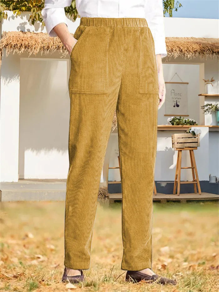 Dames Broek Corduroy Effen Stijl