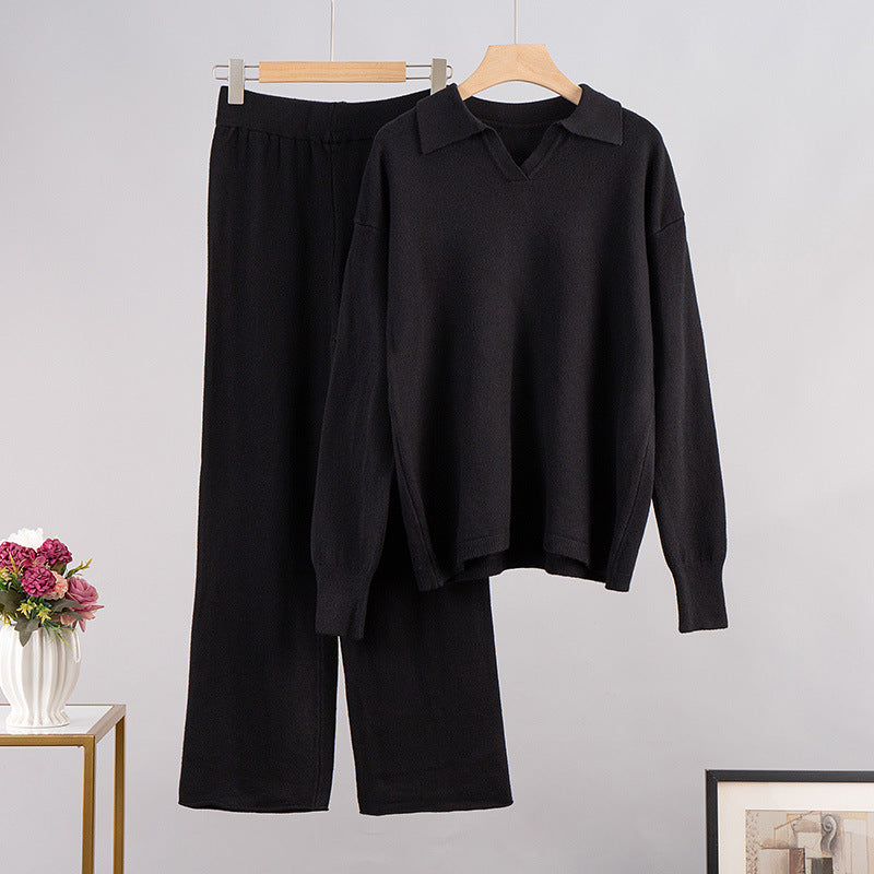Striktrui met Polo Hals en Wijdte Broek