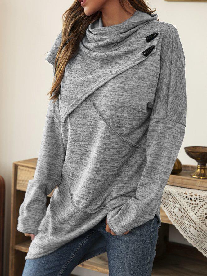 Vrouwelijk Asymmetrisch Shirt met Waterval kraag