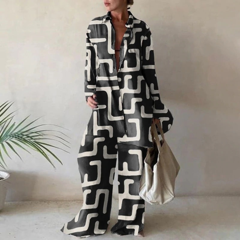 Dames Blouse en Broek Set Lange Mouwen en Wijd Model
