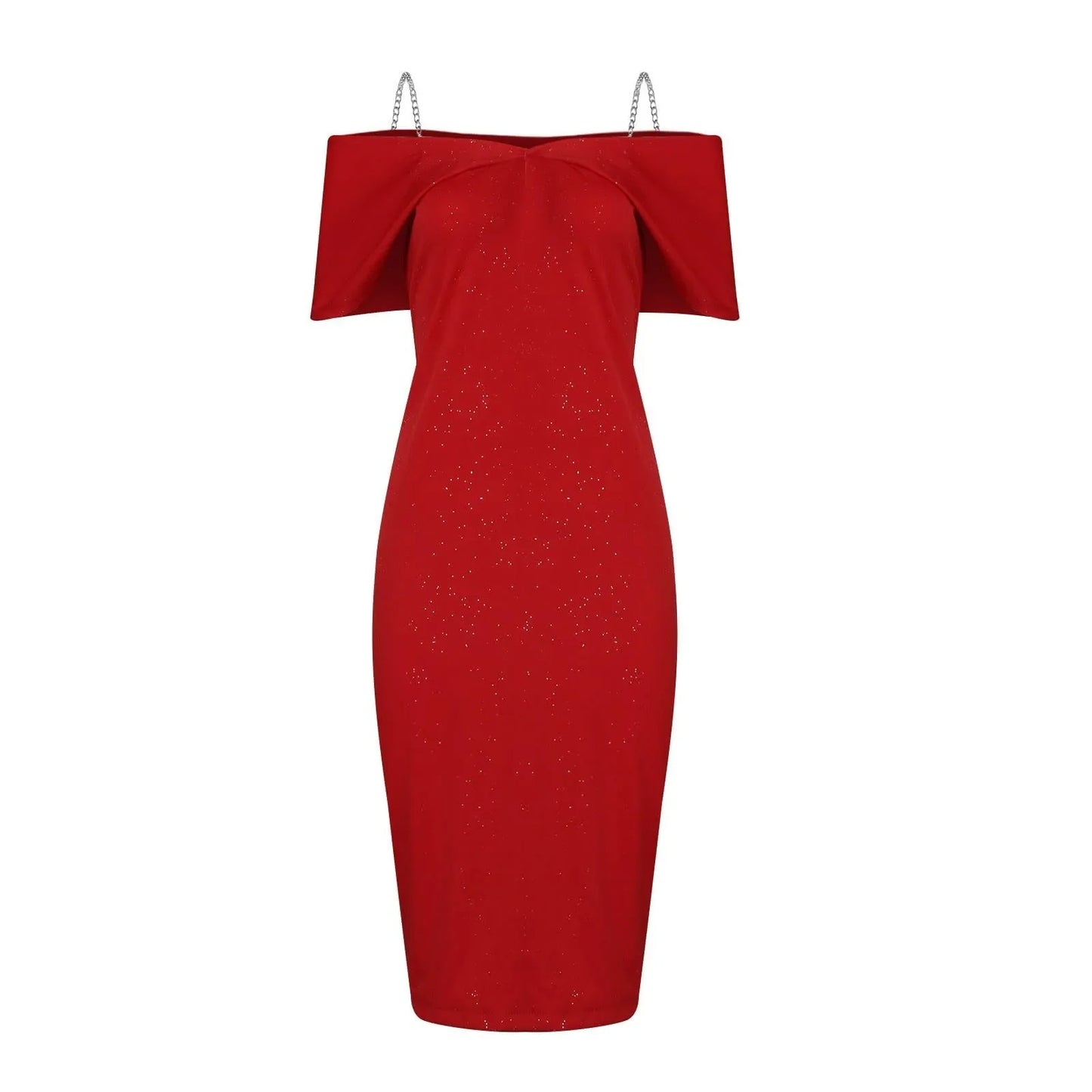 Fonkelende Verleiding Off Shoulder Slim Glanzende Jurk