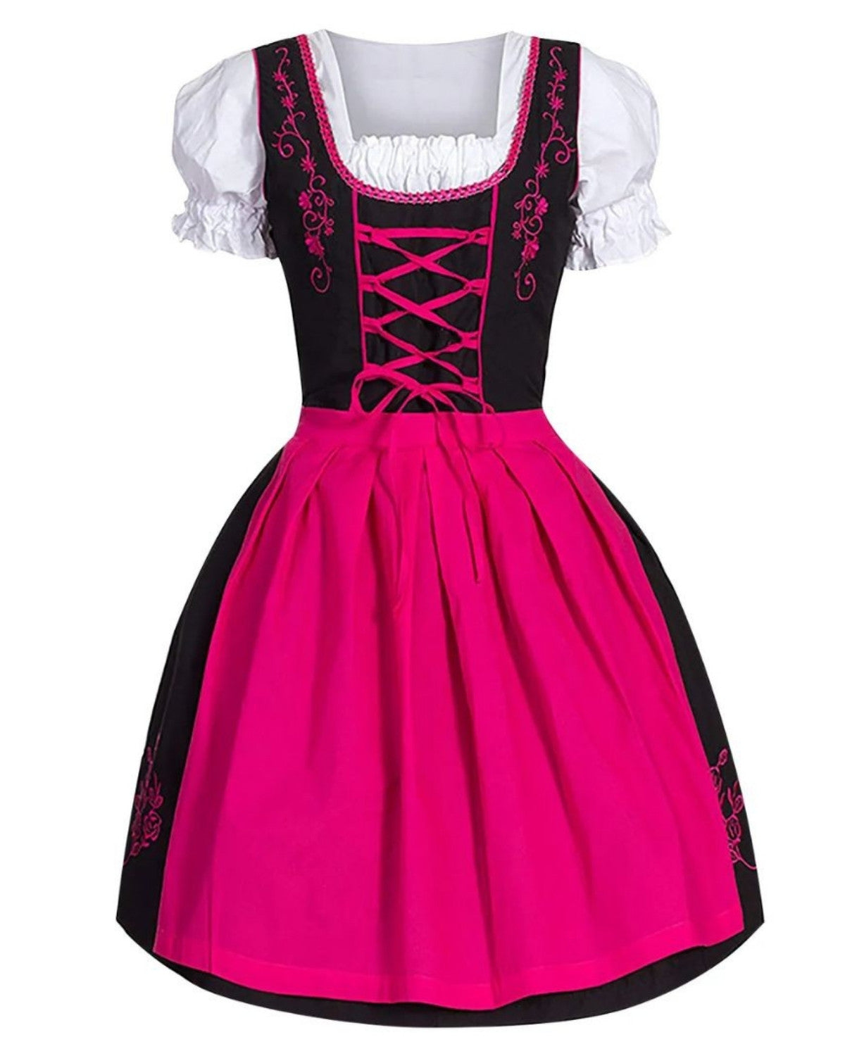 Dames Dirndl Jurk Oktoberfest Stijl met Schort en Borduurwerk
