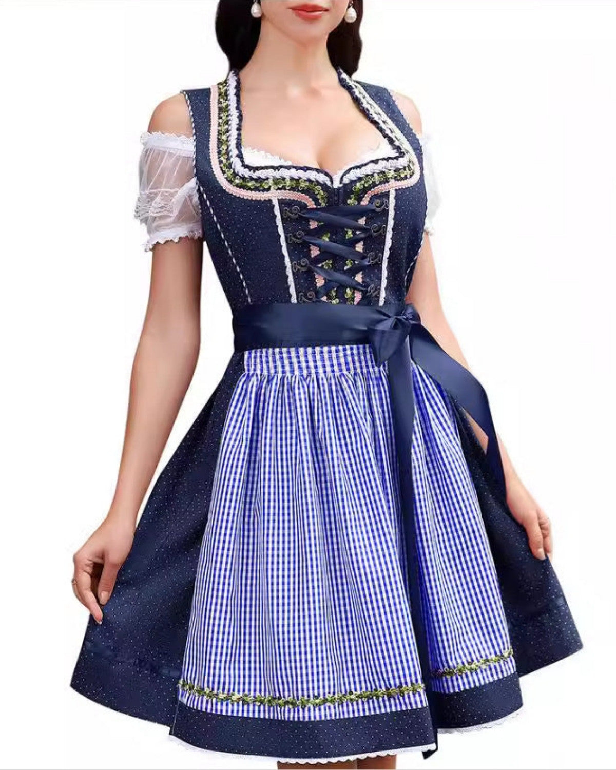 Dames Oktoberfest Jurk Pofmouwen Losse Fit Feestelijk