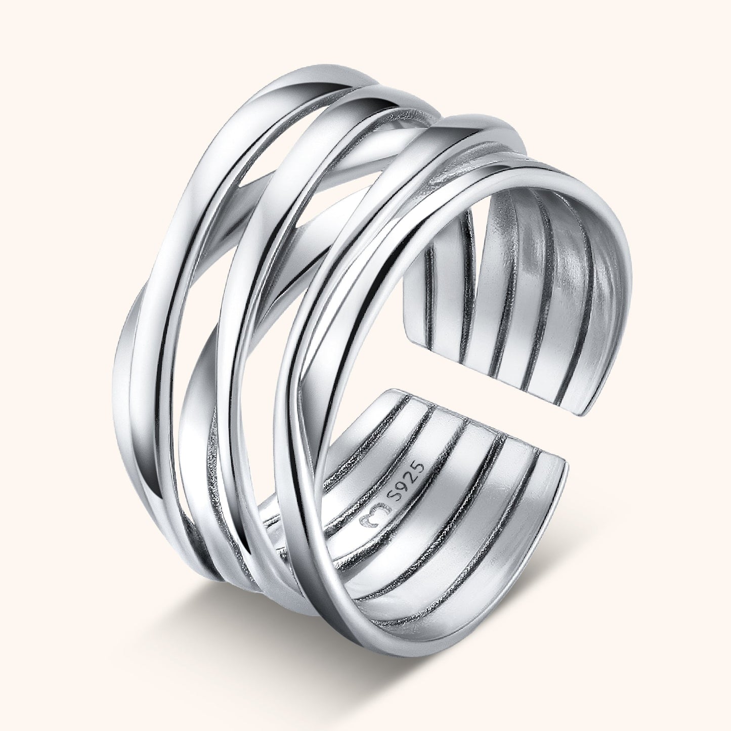 Vertakte Ring Stijlvolle Zilveren Sieraden