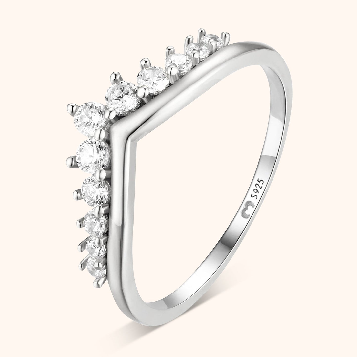 Zirkonia Kroon Ring met Glanzende Steen