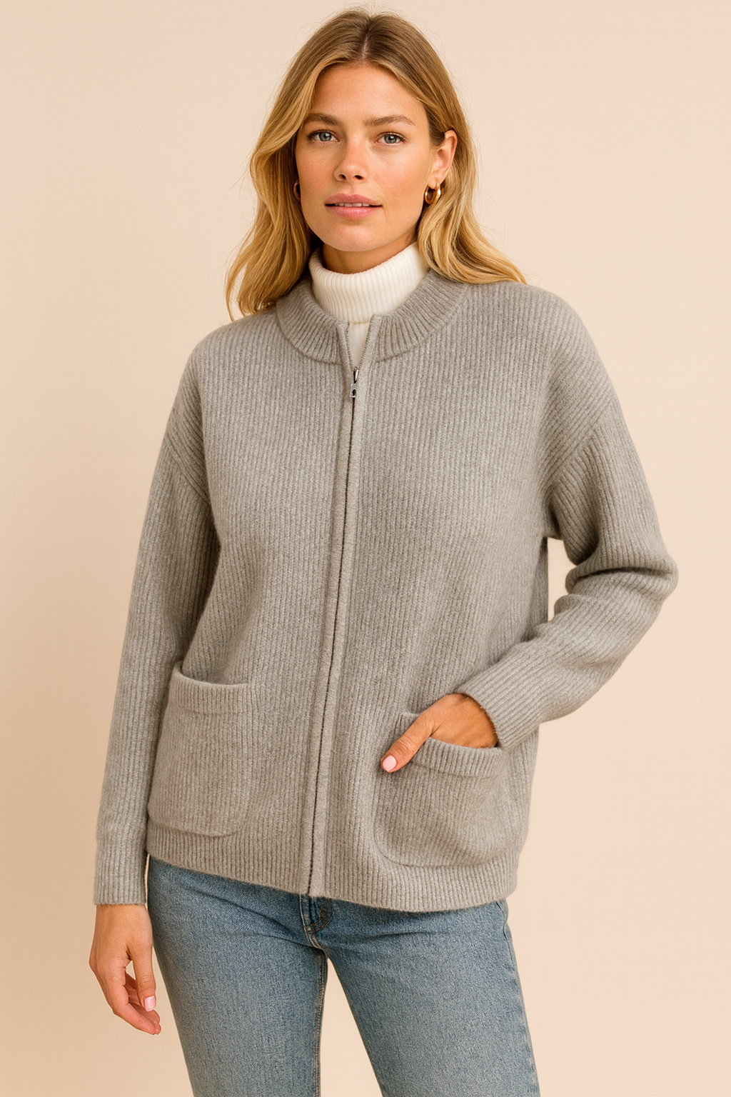 Dames Vest Gebreid met Ritssluiting Zwart
