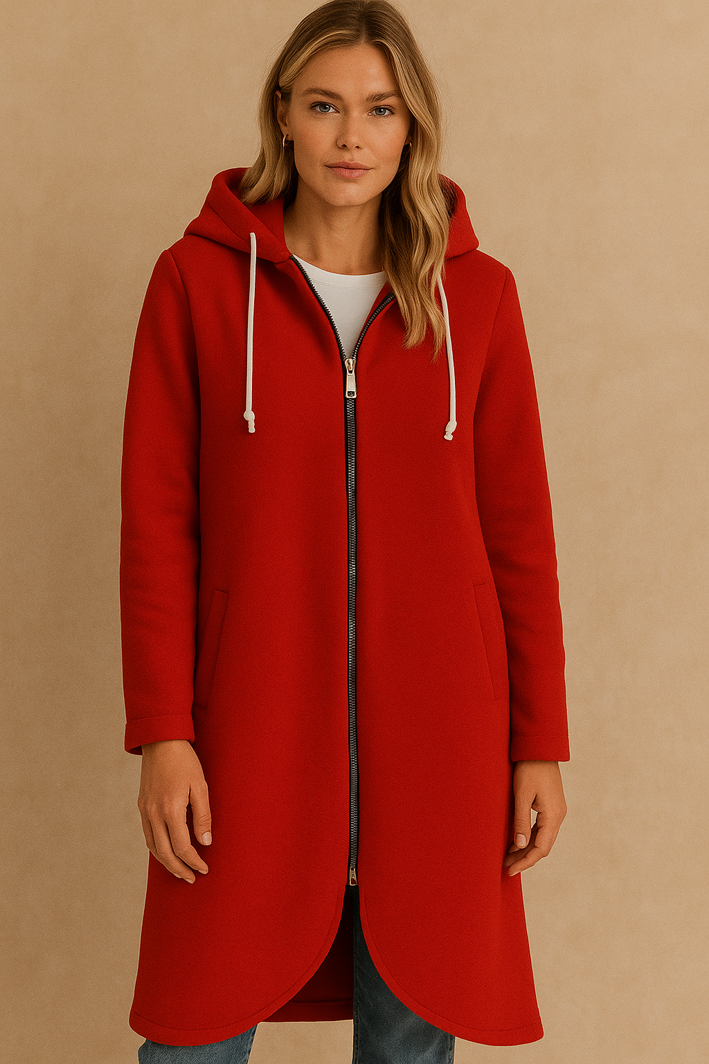 Dames Hoodie Vest Lange Casuele Rits Capuchon