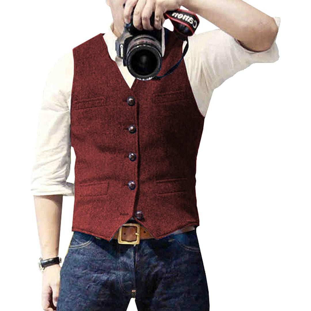 Heren Gilet Blauw Denim Stijlvol Mason
