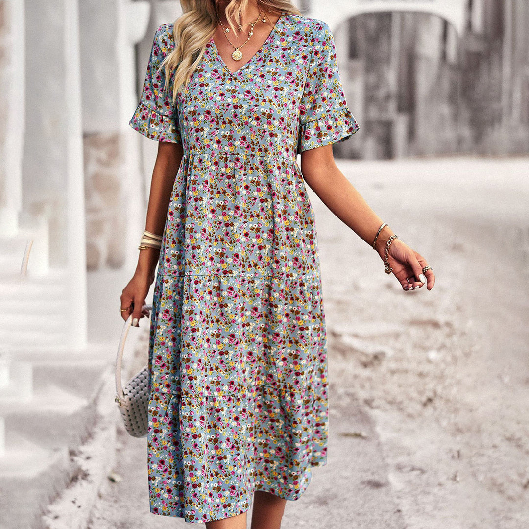 Midi-jurk Bloemenprint Lila Jurk voor Vrouw