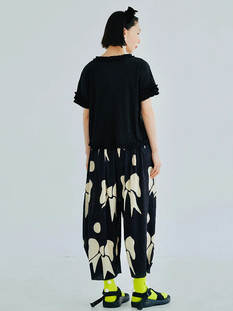 ChiqueCouture Zwarte Vouwenstrik Broek