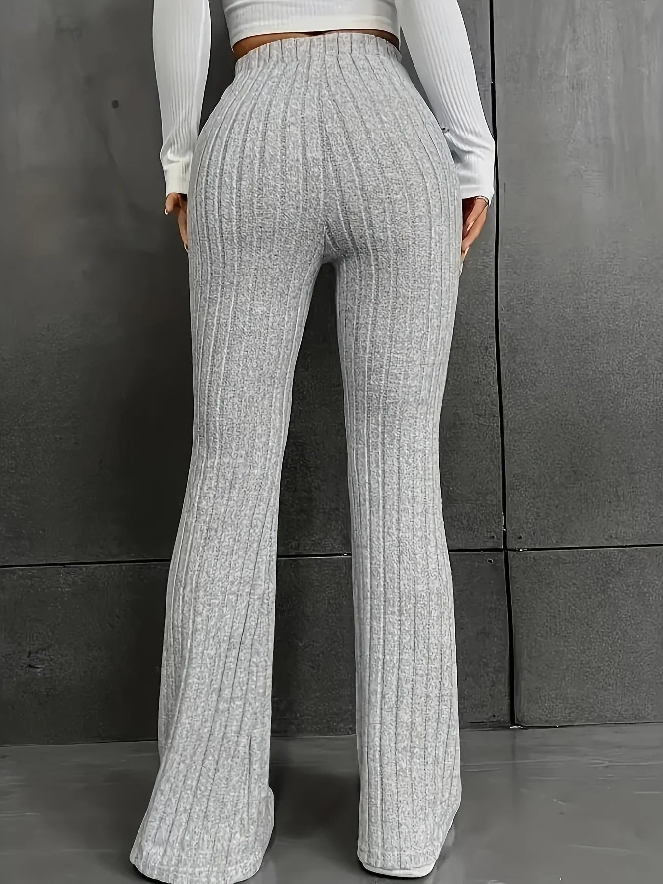 Dames Broek Hoge Taille Slim Fit Flared Pijp Stretchstof