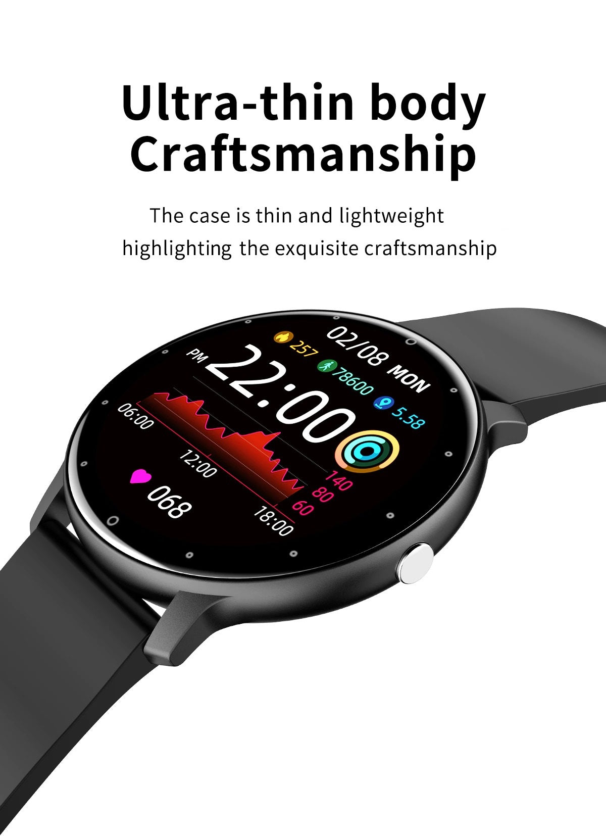 Dunne Smartwatch voor Mannen en Vrouwen Slim Design