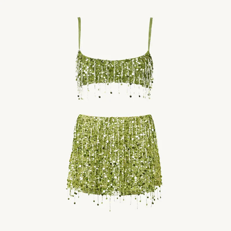 Bikini Set Pailletten en Franjes Badmode Strand