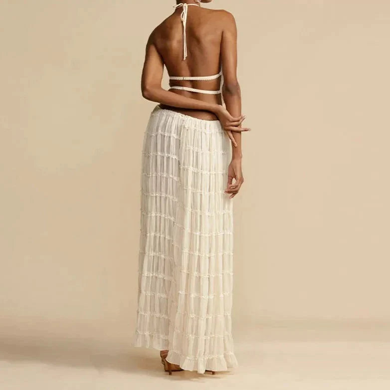 Vrouwelijke Maxirok Set met Rugloze Top ZomerJurk