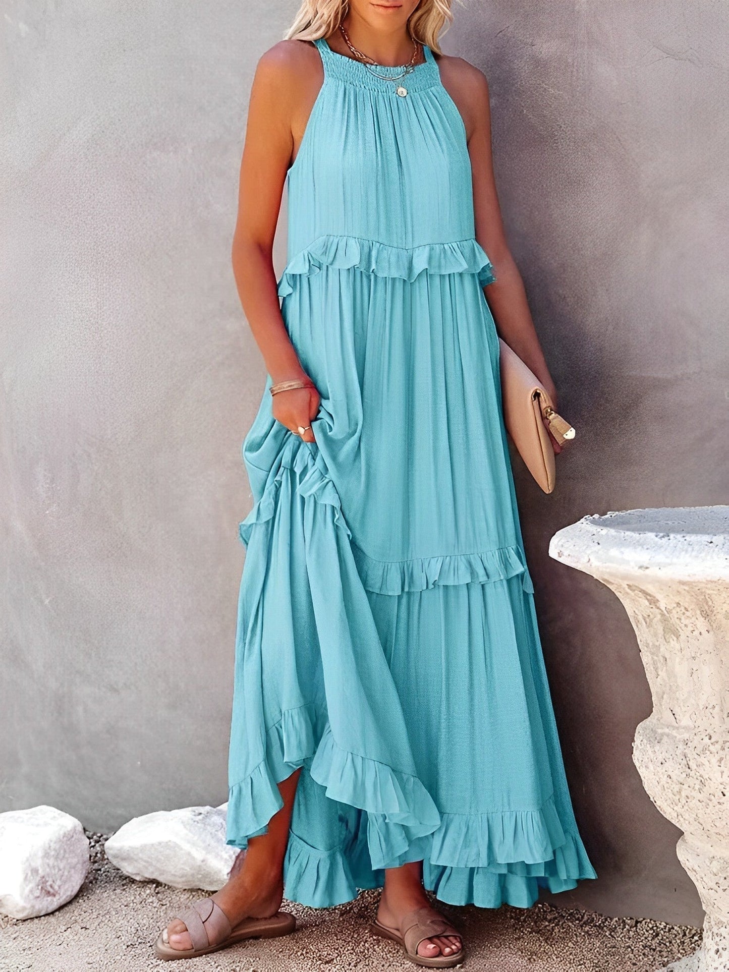 Boho Zomerjurk Elegante Vrouwelijke Jurk Met Korte Mouwen