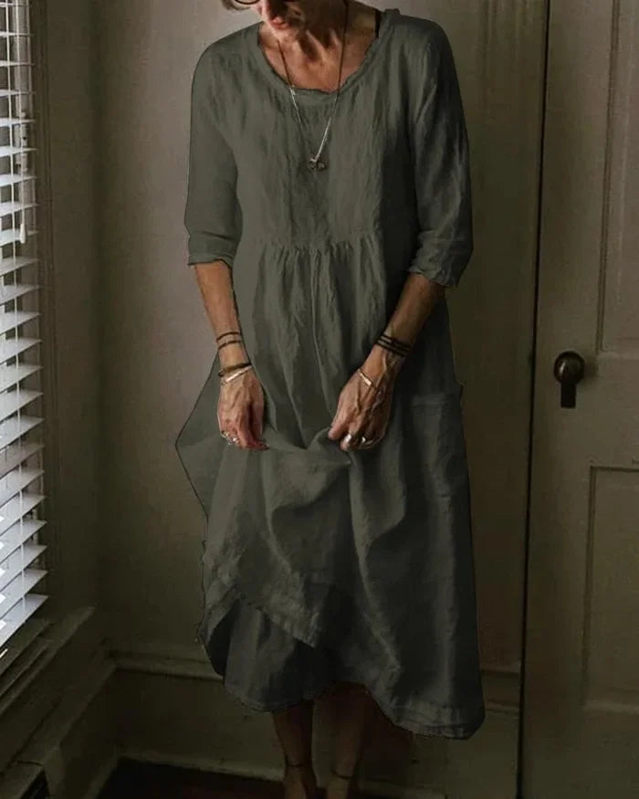 Damesjurk Oversized Katoen Linnen Zomerkleding