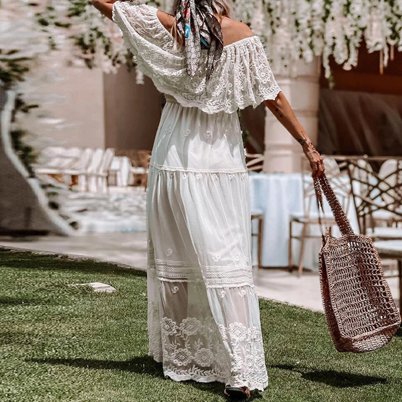 Boho Jurk Geborduurd Kant Vrouwen Jurk