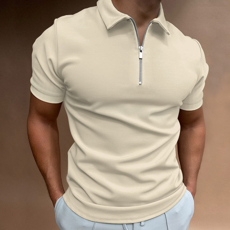 Herenshirt met Rits en Korte Mouwen