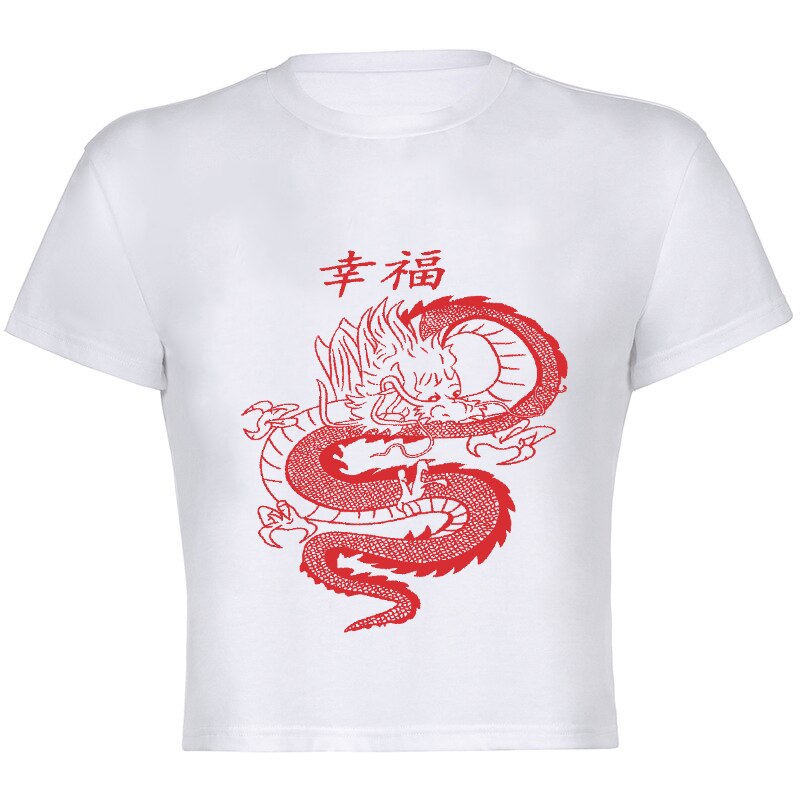 Retro Draken T-shirt Vrouw Croptop