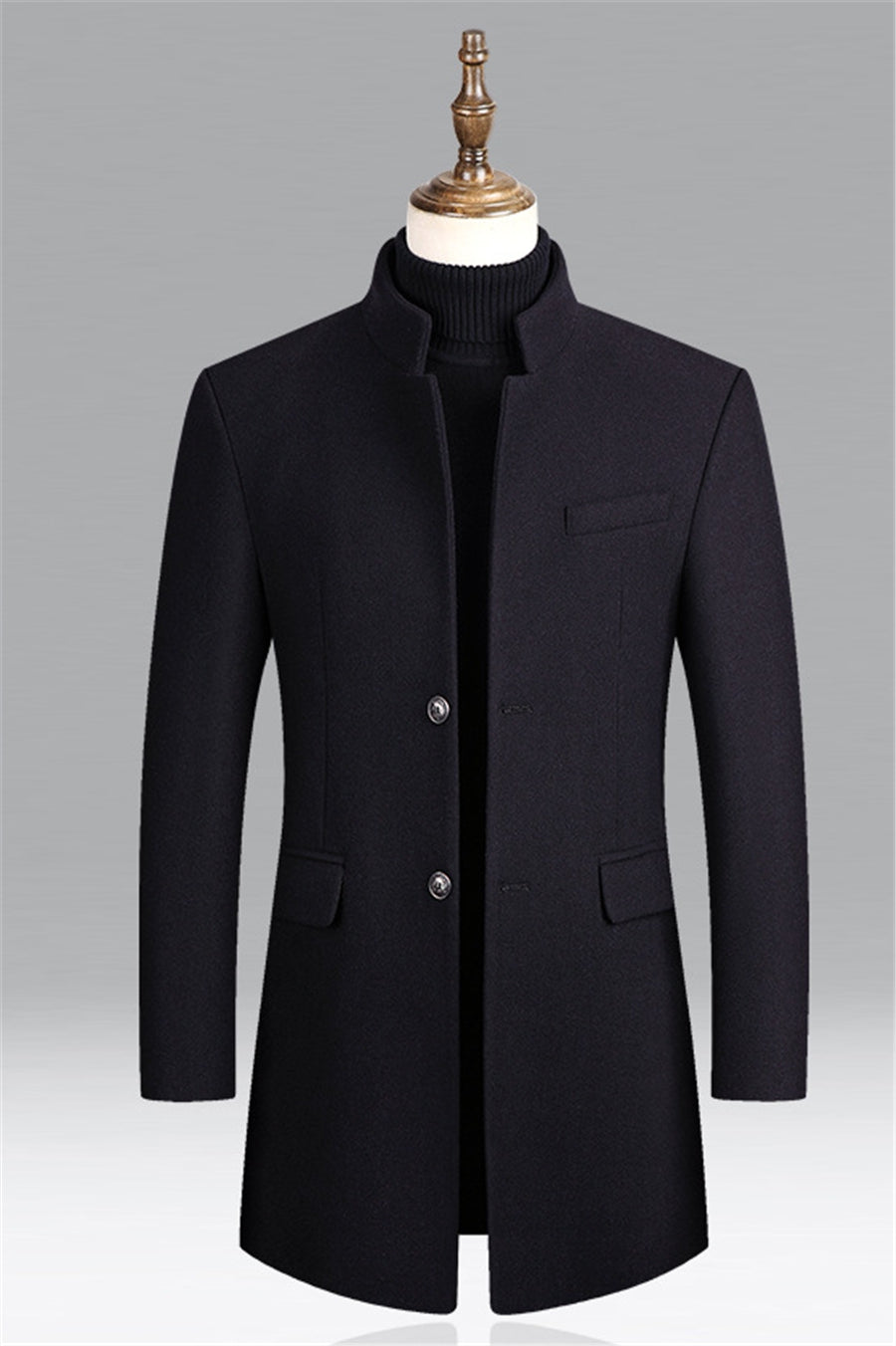 Heren Mantel met Opstaande Kraag – Elegante Winterjas in Wolmix