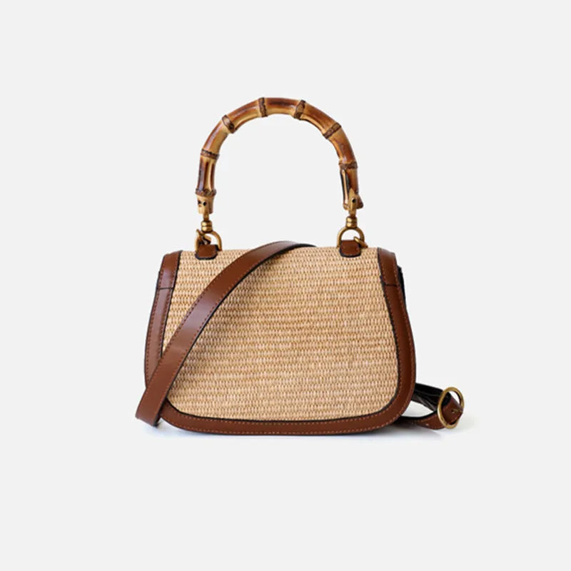 Cognac Bamboo Elegance Handtas
