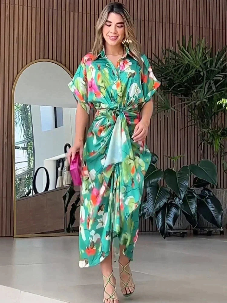 Vrouwelijke Enkellange Bloemenjurk Zomerjurk - Mode Vibes