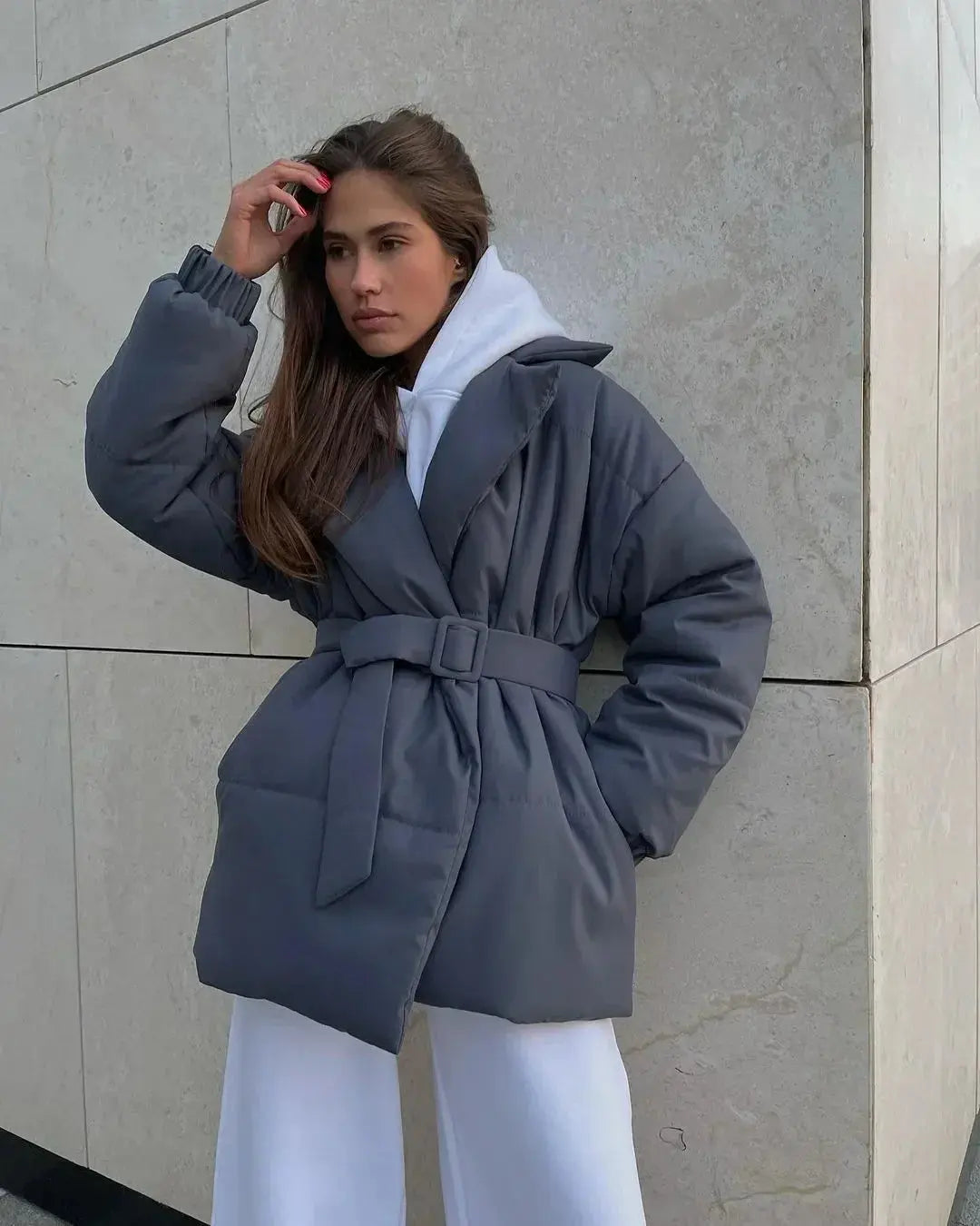 Pufferjas Met Ceintuur Voor Dames Warm en Waterdicht
