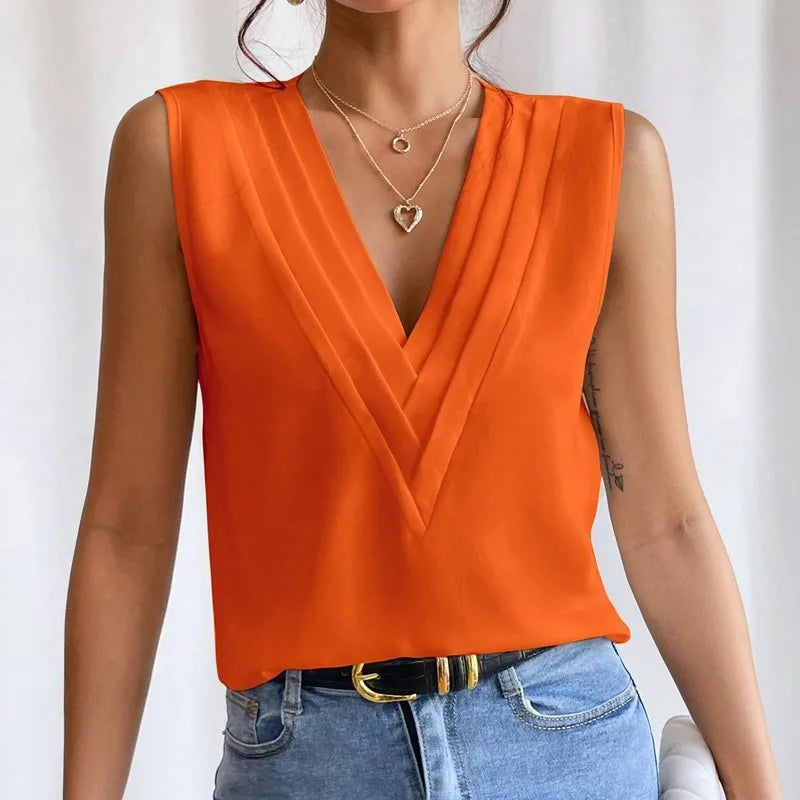 Sherona | Mouwloze zomertop voor dames | Oranje