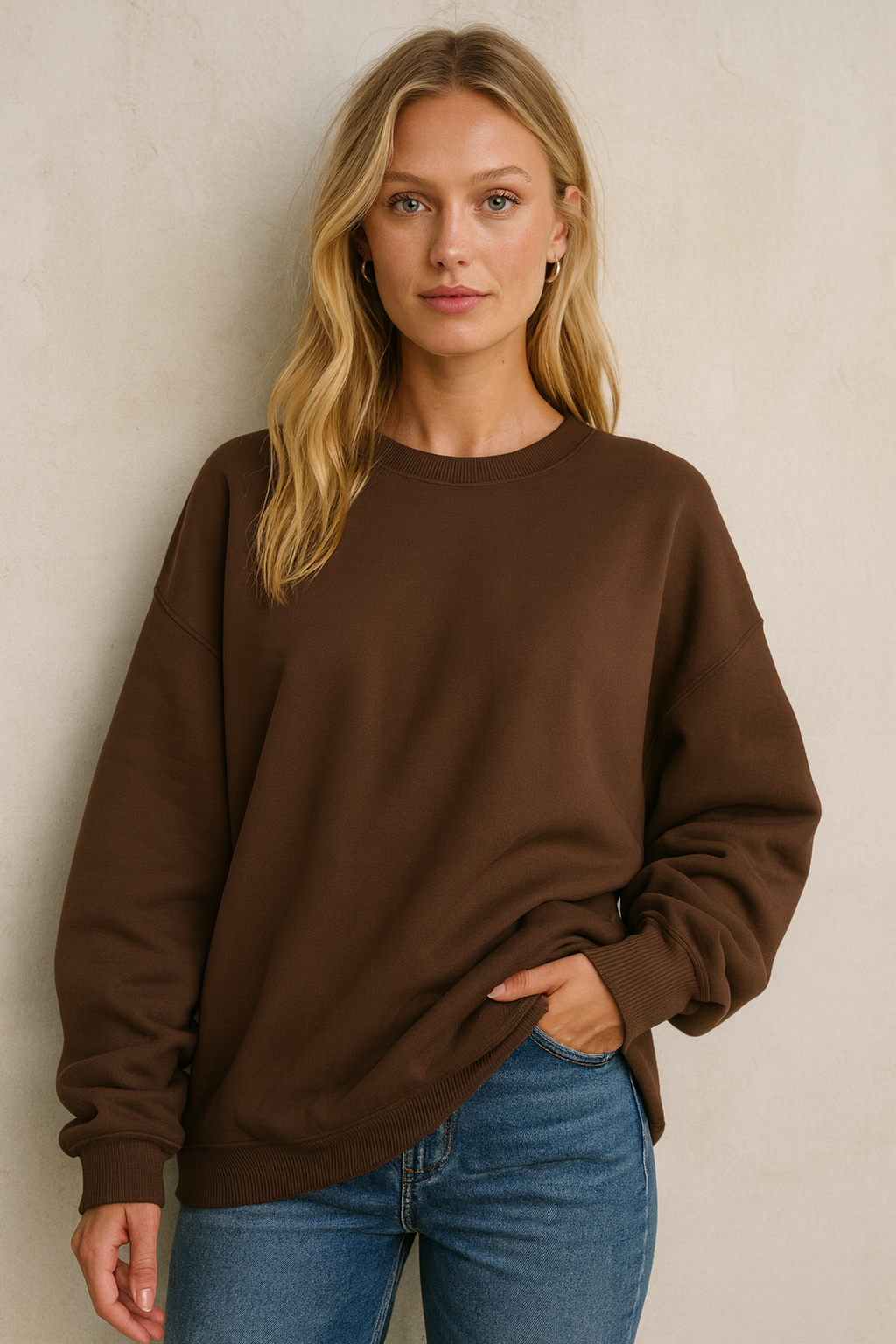 Dames Oversized Trui Ronde Hals Zacht Basic Model