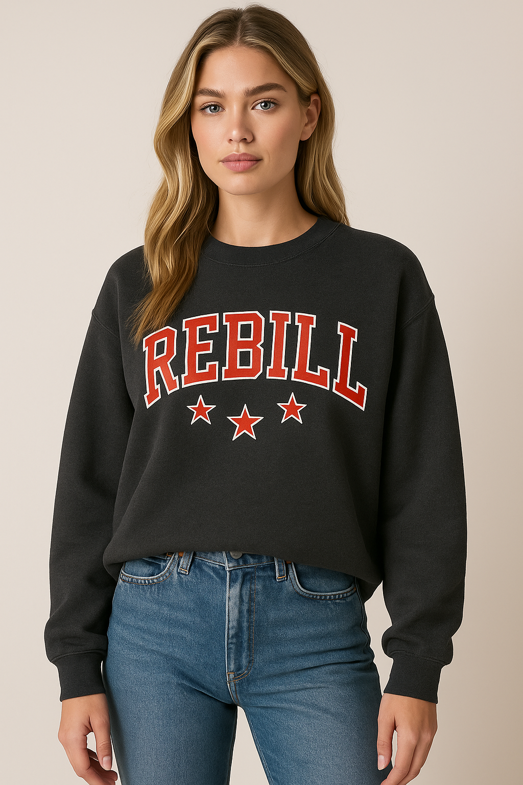 Dames Varsity Trui met Textprint Crewneck Sarina