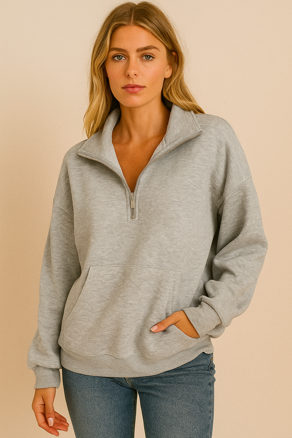 Dames Half-Zip Sweater Comfortabel Zacht Casual
