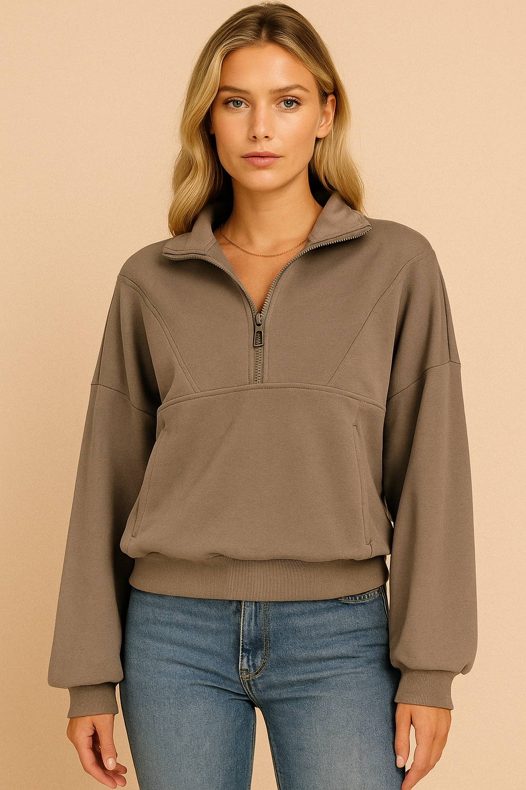 Dames Sweatshirt Sportief Comfortabel Halve Rits