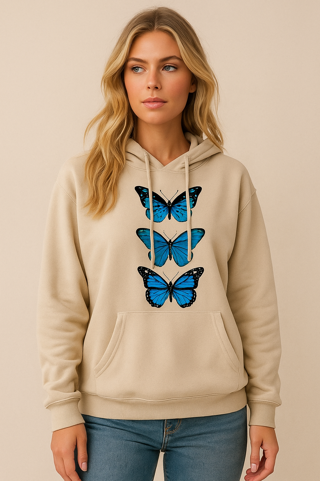 Dames Hoodie Comfortabel met Vlinder Print