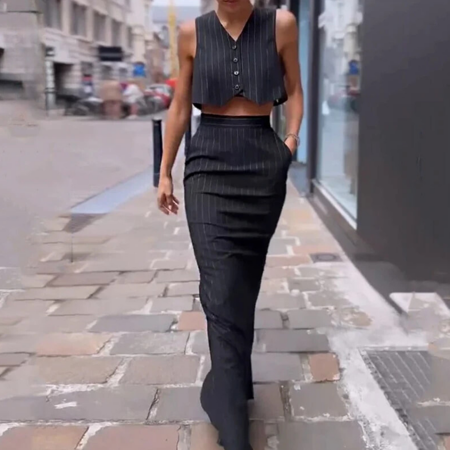 Elegante Mouwloze Top en A-lijn Rok Set - Mode Vibes
