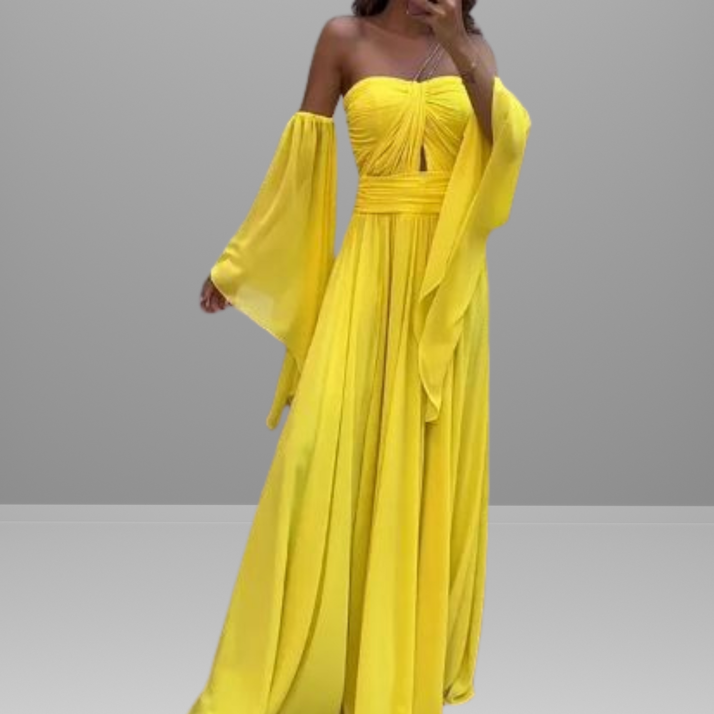 Gele Off-the-Shoulder Maxi Jurk Zomerjurk Vrouw - Mode Vibes