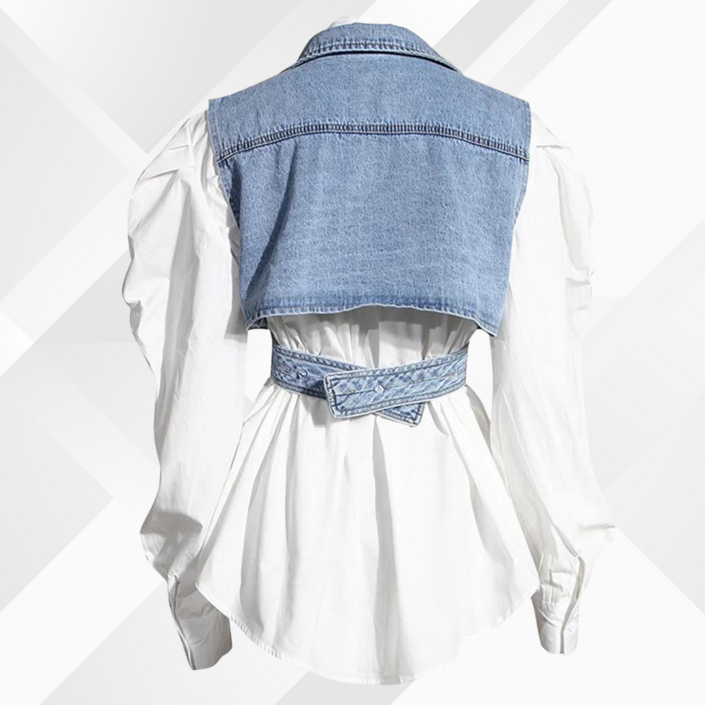 Blouse met Pofmouwen en Denim Vest dames