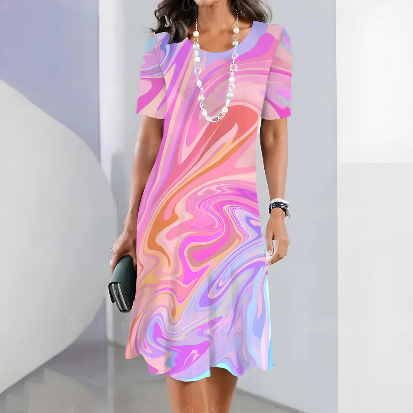 Jurk met Marmerpatroon Beverly Stijl Design