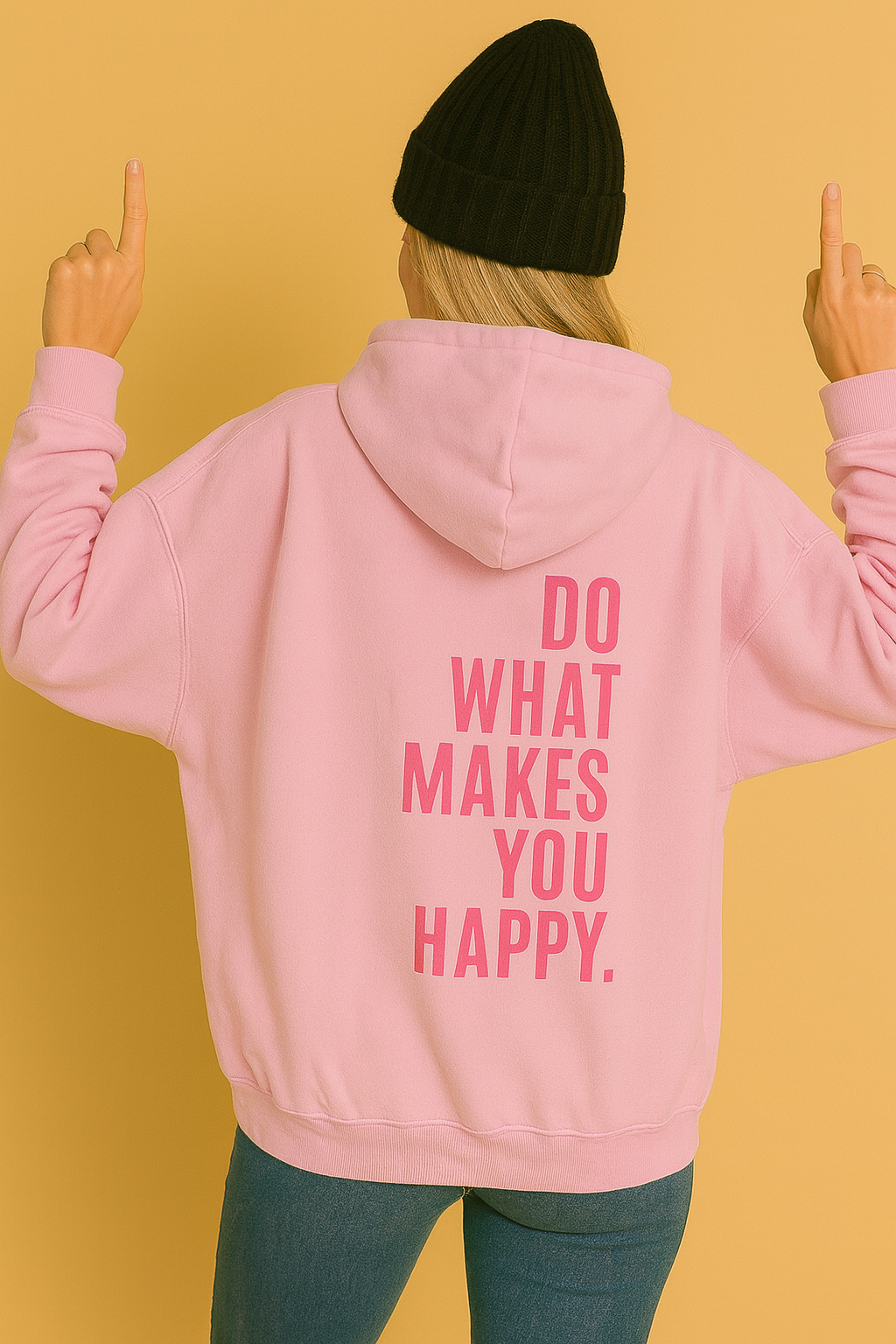 Dames Hoodie Ruimvallend met Happy Print