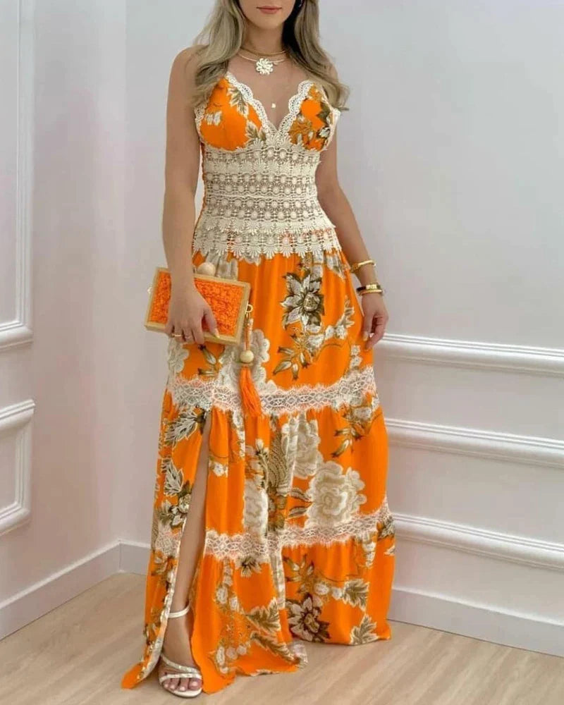 Kanten Maxi Jurk Elegante Vrouwelijke Zomerjurk - Mode Vibes