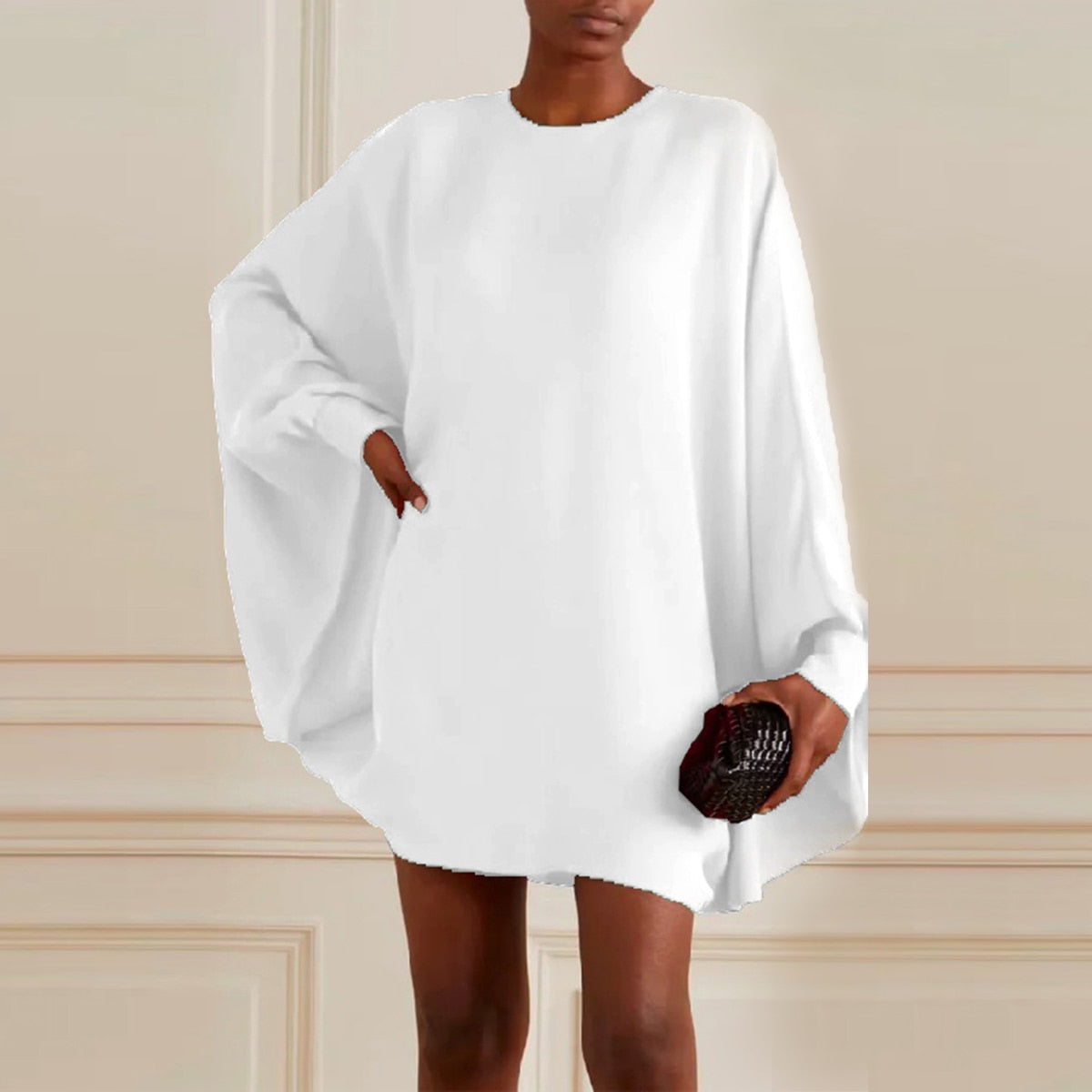 Vrouwelijke Oversized Jurk met Wijd Vleermuismouwen