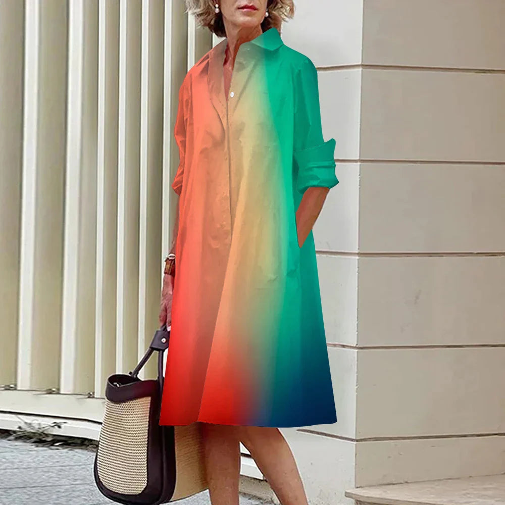 Vrouwelijke Jurk met Omgeslagen Halslijn Elegante Stijl