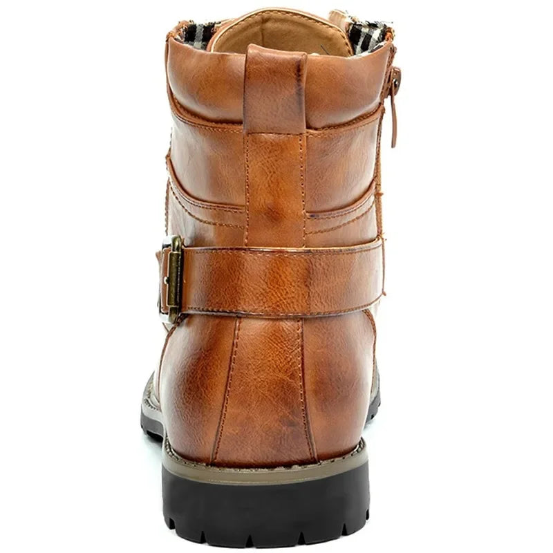 Leren Herenboots Robuust met Vetersluiting en Gesp