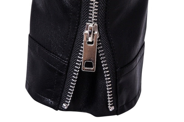 Leren Motorjas Heren Slim Fit met Opstaande Kraag